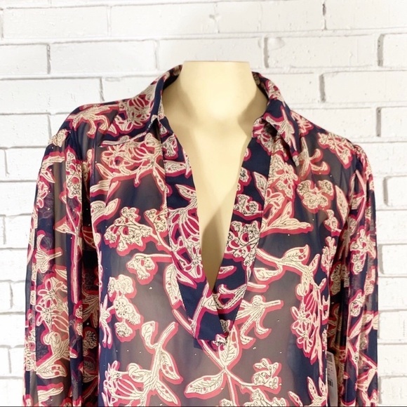 Zara Women’s Studded Flower Print Blouse - Picture 3 of 5